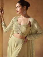 Light Gold Real Georgette Shrug Style Lehenga Choli